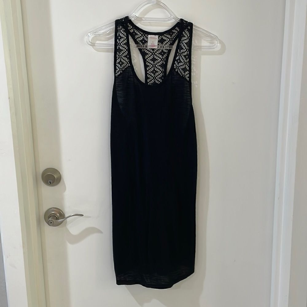 Xhilaration Black Racerback Dress With Crochet Back Swim Coverup Small